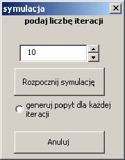 Okno dialogowe dla symulacji