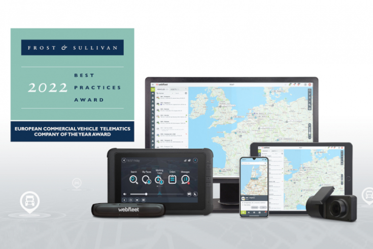 Webfleet z tytułem Europejskiej Firmy Telematycznej Roku 2022 przyznanym przez Frost & Sullivan